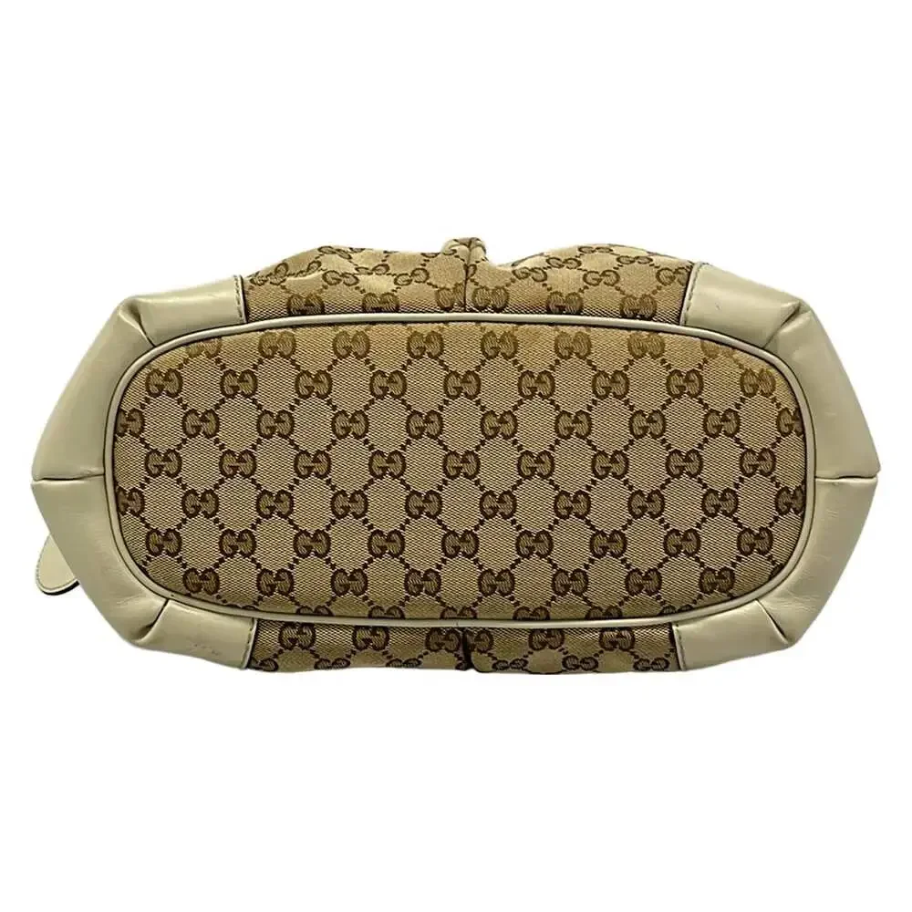 Gucci Handbag 247902 Dark Brown Beige Cream Jacquard Leather